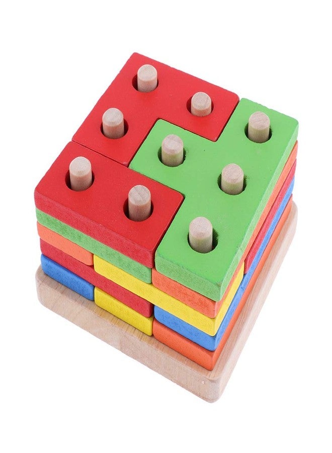 Little Mind Montessori Geometry Puzzle Blocks - 9 Pillar 15-Piece Educational Toy with Different Shapes & Holes - Multicolor Matching Game for Shape & Size Learning (Ages 3-6) - Image 5